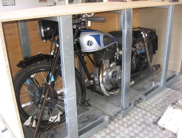 Motorcycle carefully packed for shipping, example 3